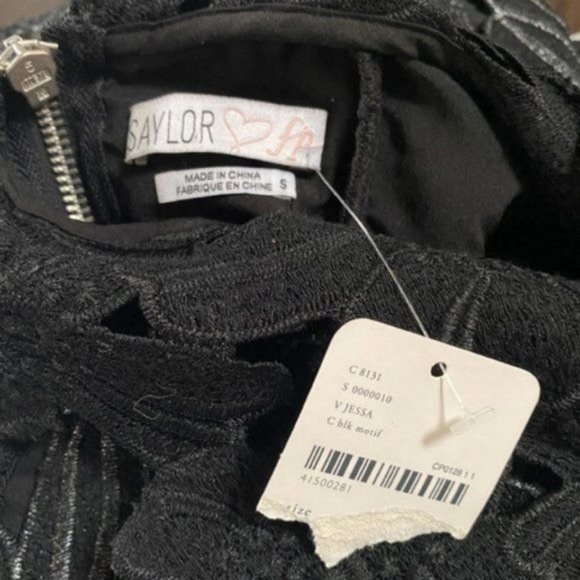 Saylor x Free People Jessa Foil Lace Dress in Black and Silver - Picture 8 of 9